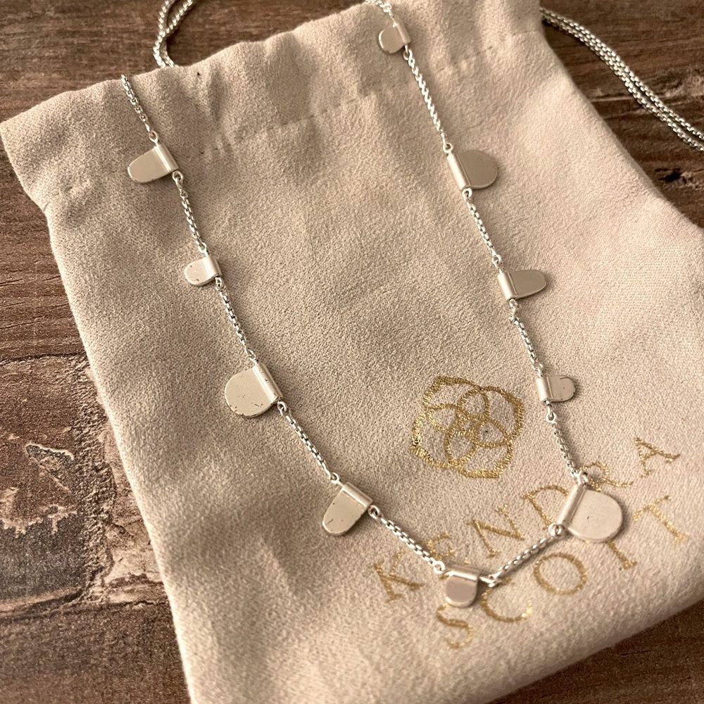 Kendra Scott Olive Adjustable Long Silver Necklace